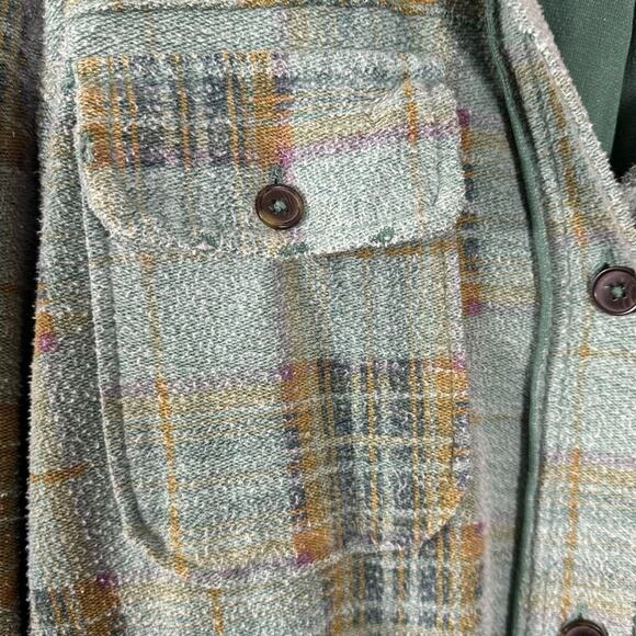 Free People Plaid Long Ruby Jacket in Sage Combo Size XS Grunge Distressed - Picture 5 of 10